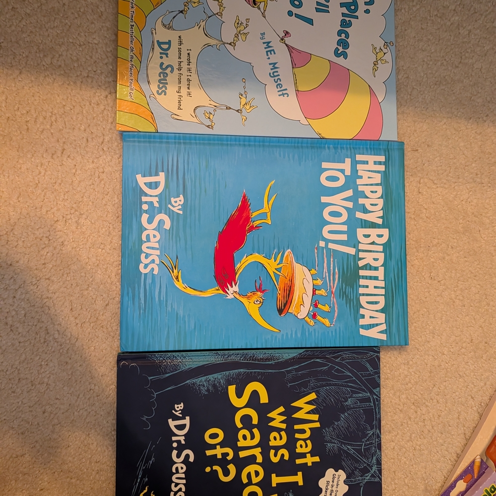 Dr suess Books happy birthday oh the places I'll go me myself what was I scared